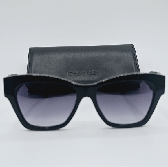 CHANEL SUNGLASSES CAT EYE BLACK CH5456 - Picture 9 of 16